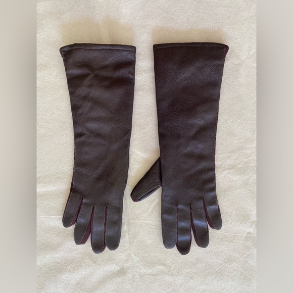 Brown Faux Leather Lined Driving Gloves 1 Long 1 Short 2 Pairs OSFM - Picture 7 of 9
